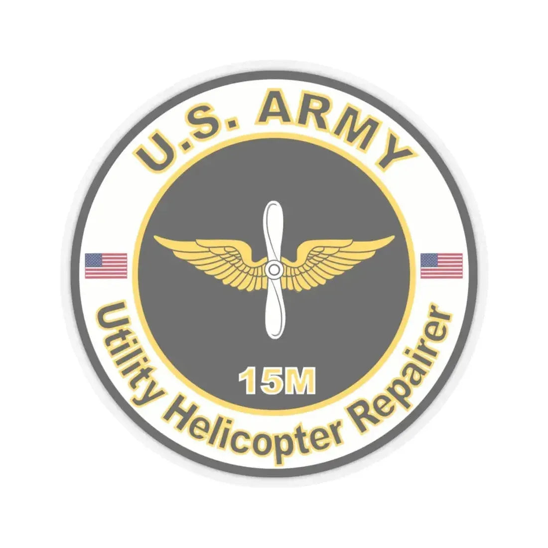 MOS 15M Utility Helicopter Repairer (U.S. Army) STICKER Vinyl Kiss-Cut Decal 6 Inch Transparent - The Sticker Space