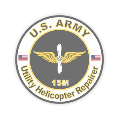 MOS 15M Utility Helicopter Repairer (U.S. Army) STICKER Vinyl Kiss-Cut Decal 6 Inch Transparent - The Sticker Space