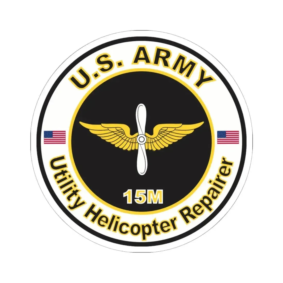 MOS 15M Utility Helicopter Repairer (U.S. Army) STICKER Vinyl Kiss-Cut Decal 6 Inch White - The Sticker Space