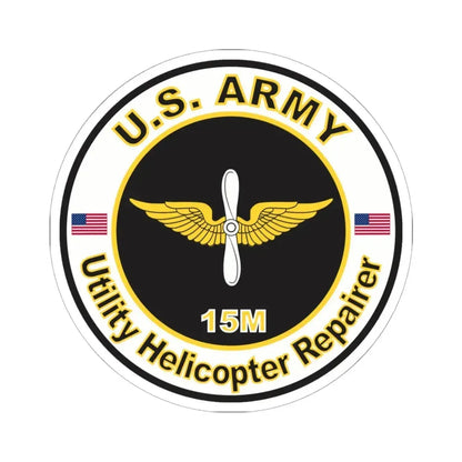 MOS 15M Utility Helicopter Repairer (U.S. Army) STICKER Vinyl Kiss-Cut Decal 6 Inch White - The Sticker Space