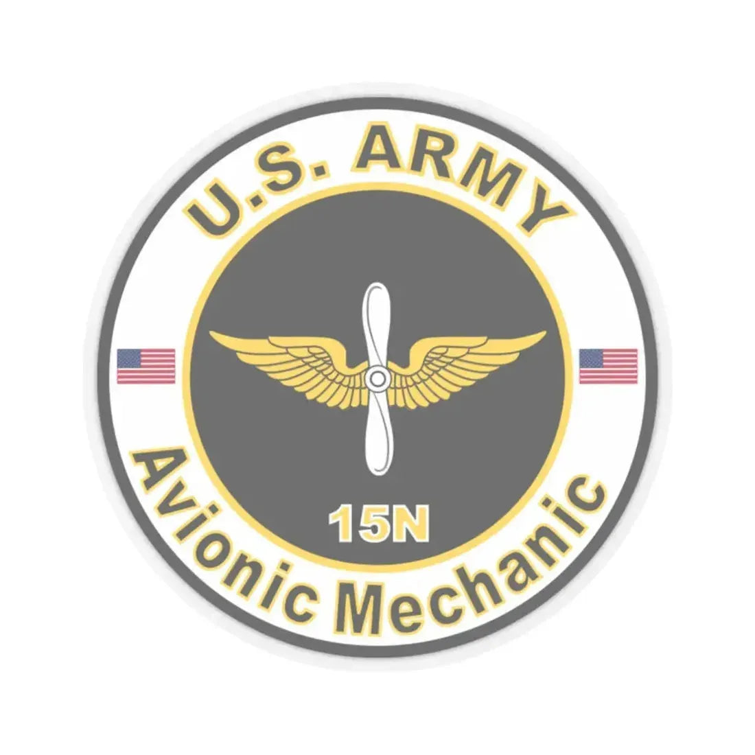 MOS 15N Avionic Mechanic (U.S. Army) STICKER Vinyl Kiss-Cut Decal 2 Inch Transparent - The Sticker Space