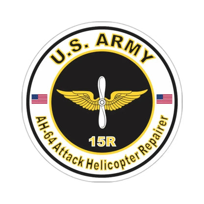 MOS 15R AH-64 Attack Helicopter Repairer (U.S. Army) STICKER Vinyl Kiss-Cut Decal 2 Inch White - The Sticker Space