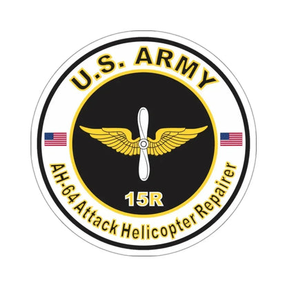 MOS 15R AH-64 Attack Helicopter Repairer (U.S. Army) STICKER Vinyl Kiss-Cut Decal 3 Inch White - The Sticker Space