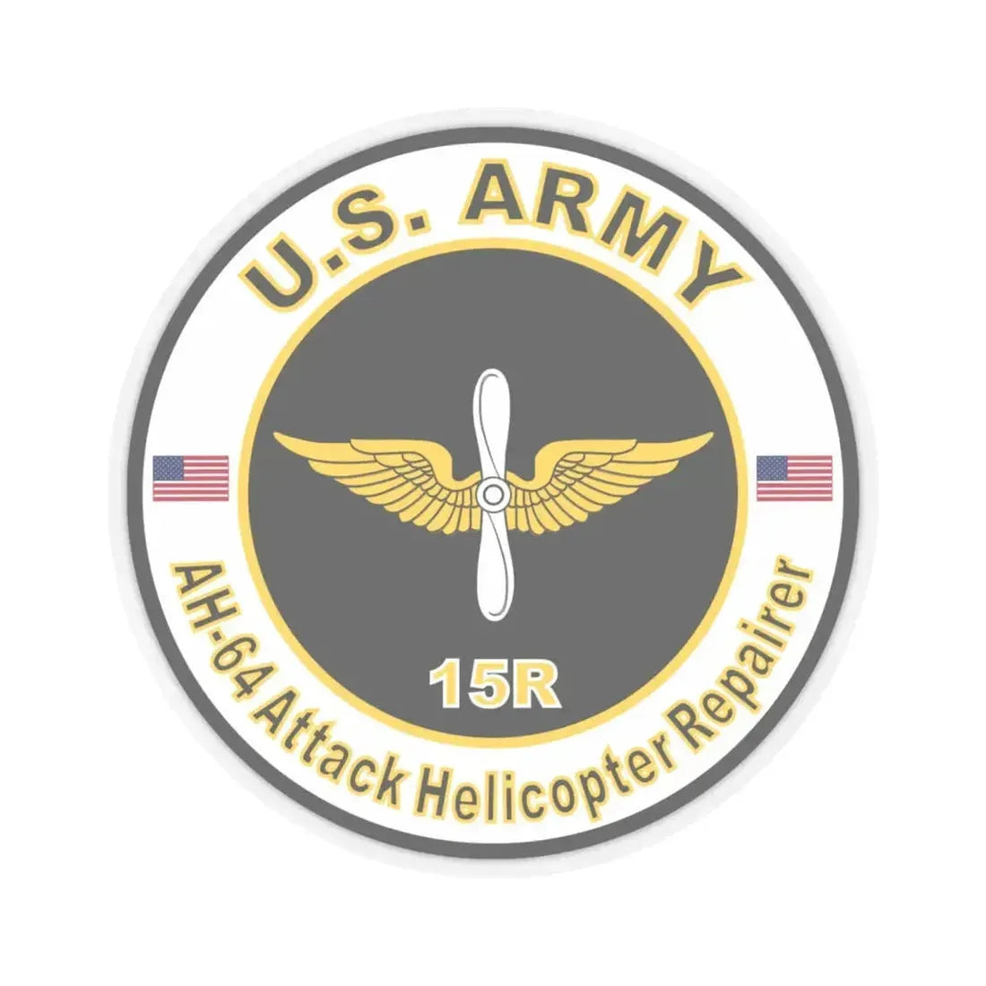 MOS 15R AH-64 Attack Helicopter Repairer (U.S. Army) STICKER Vinyl Kiss-Cut Decal 6 Inch Transparent - The Sticker Space