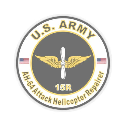 MOS 15R AH-64 Attack Helicopter Repairer (U.S. Army) STICKER Vinyl Kiss-Cut Decal 6 Inch Transparent - The Sticker Space