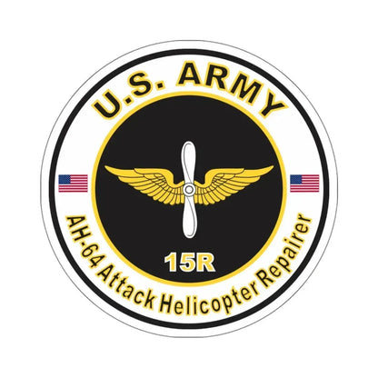 MOS 15R AH-64 Attack Helicopter Repairer (U.S. Army) STICKER Vinyl Kiss-Cut Decal 6 Inch White - The Sticker Space