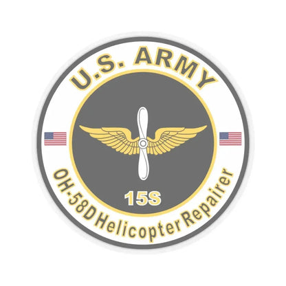 MOS 15S OH-58-D Helicopter Repairer (U.S. Army) STICKER Vinyl Kiss-Cut Decal 3 Inch Transparent - The Sticker Space