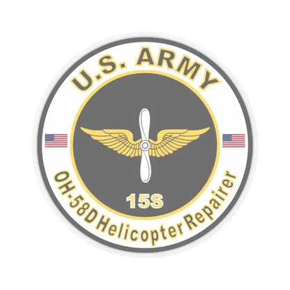 MOS 15S OH-58-D Helicopter Repairer (U.S. Army) STICKER Vinyl Kiss-Cut Decal 4 Inch Transparent - The Sticker Space