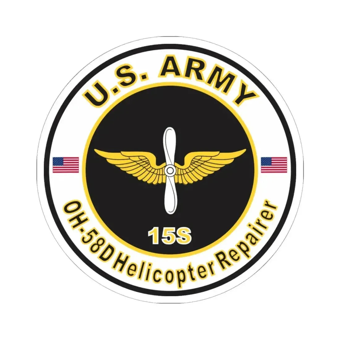 MOS 15S OH-58-D Helicopter Repairer (U.S. Army) STICKER Vinyl Kiss-Cut Decal 6 Inch White - The Sticker Space