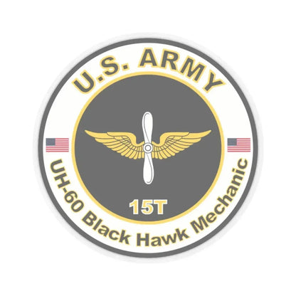 MOS 15T UH-60 Black Hawk Mechanic (U.S. Army) STICKER Vinyl Kiss-Cut Decal 2 Inch Transparent - The Sticker Space