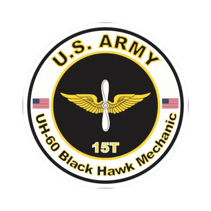 MOS 15T UH-60 Black Hawk Mechanic (U.S. Army) STICKER Vinyl Kiss-Cut Decal 2 Inch White - The Sticker Space
