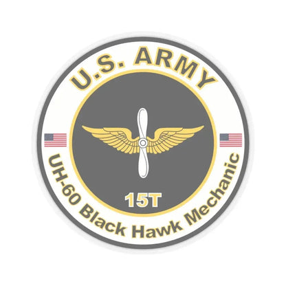 MOS 15T UH-60 Black Hawk Mechanic (U.S. Army) STICKER Vinyl Kiss-Cut Decal 3 Inch Transparent - The Sticker Space