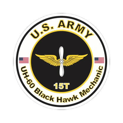 MOS 15T UH-60 Black Hawk Mechanic (U.S. Army) STICKER Vinyl Kiss-Cut Decal 4 Inch White - The Sticker Space