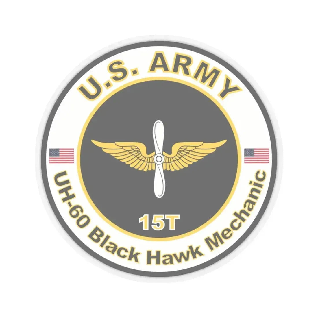 MOS 15T UH-60 Black Hawk Mechanic (U.S. Army) STICKER Vinyl Kiss-Cut Decal 6 Inch Transparent - The Sticker Space