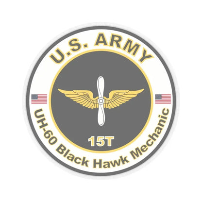 MOS 15T UH-60 Black Hawk Mechanic (U.S. Army) STICKER Vinyl Kiss-Cut Decal 6 Inch Transparent - The Sticker Space