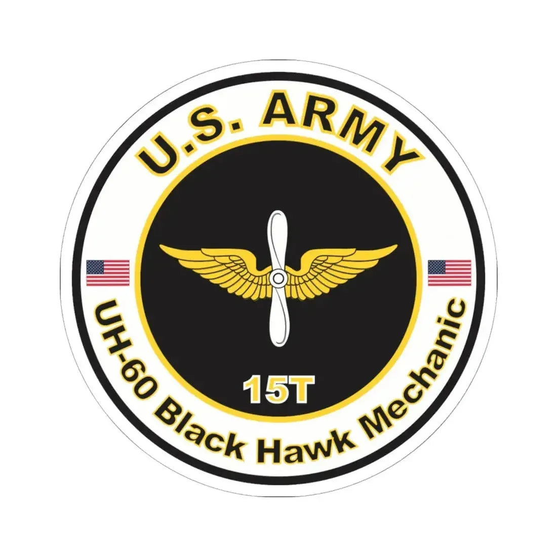 MOS 15T UH-60 Black Hawk Mechanic (U.S. Army) STICKER Vinyl Kiss-Cut Decal 6 Inch White - The Sticker Space