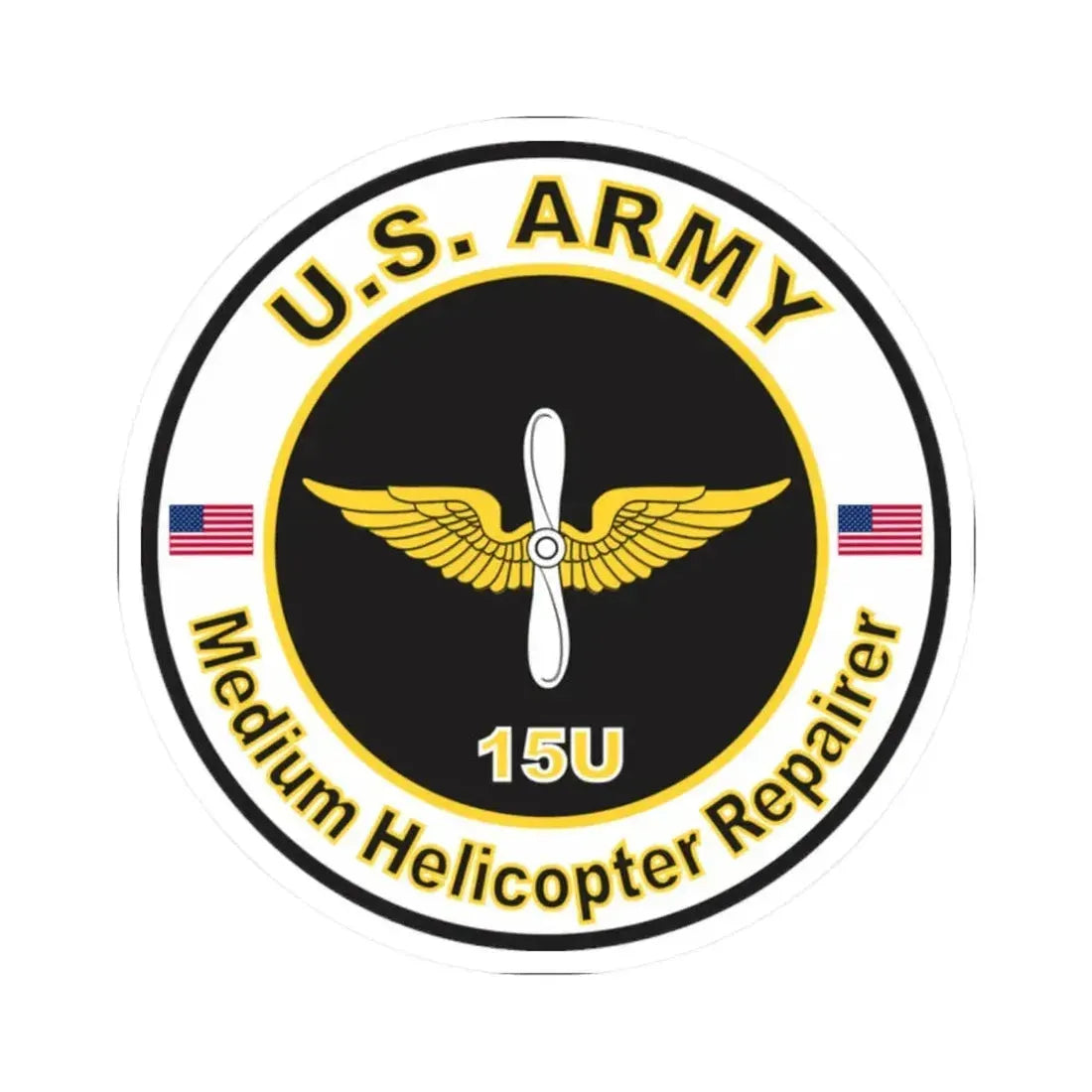 MOS 15U Medium Helicopter Repairer (U.S. Army) STICKER Vinyl Kiss-Cut Decal 2 Inch White - The Sticker Space