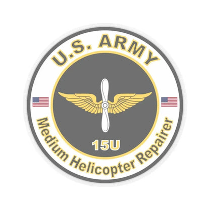 MOS 15U Medium Helicopter Repairer (U.S. Army) STICKER Vinyl Kiss-Cut Decal 6 Inch Transparent - The Sticker Space