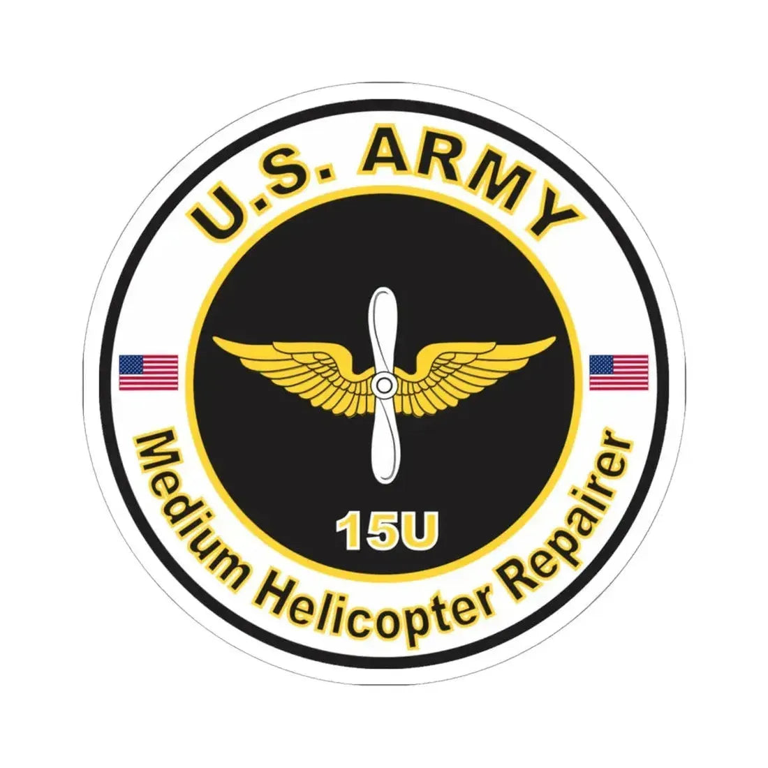 MOS 15U Medium Helicopter Repairer (U.S. Army) STICKER Vinyl Kiss-Cut Decal 6 Inch White - The Sticker Space