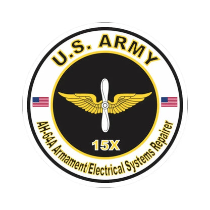 MOS 15X AH-64 Armament Electrical Systems Repairer (U.S. Army) STICKER Vinyl Kiss-Cut Decal 2 Inch White - The Sticker Space