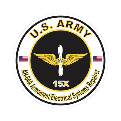MOS 15X AH-64 Armament Electrical Systems Repairer (U.S. Army) STICKER Vinyl Kiss-Cut Decal 3 Inch White - The Sticker Space