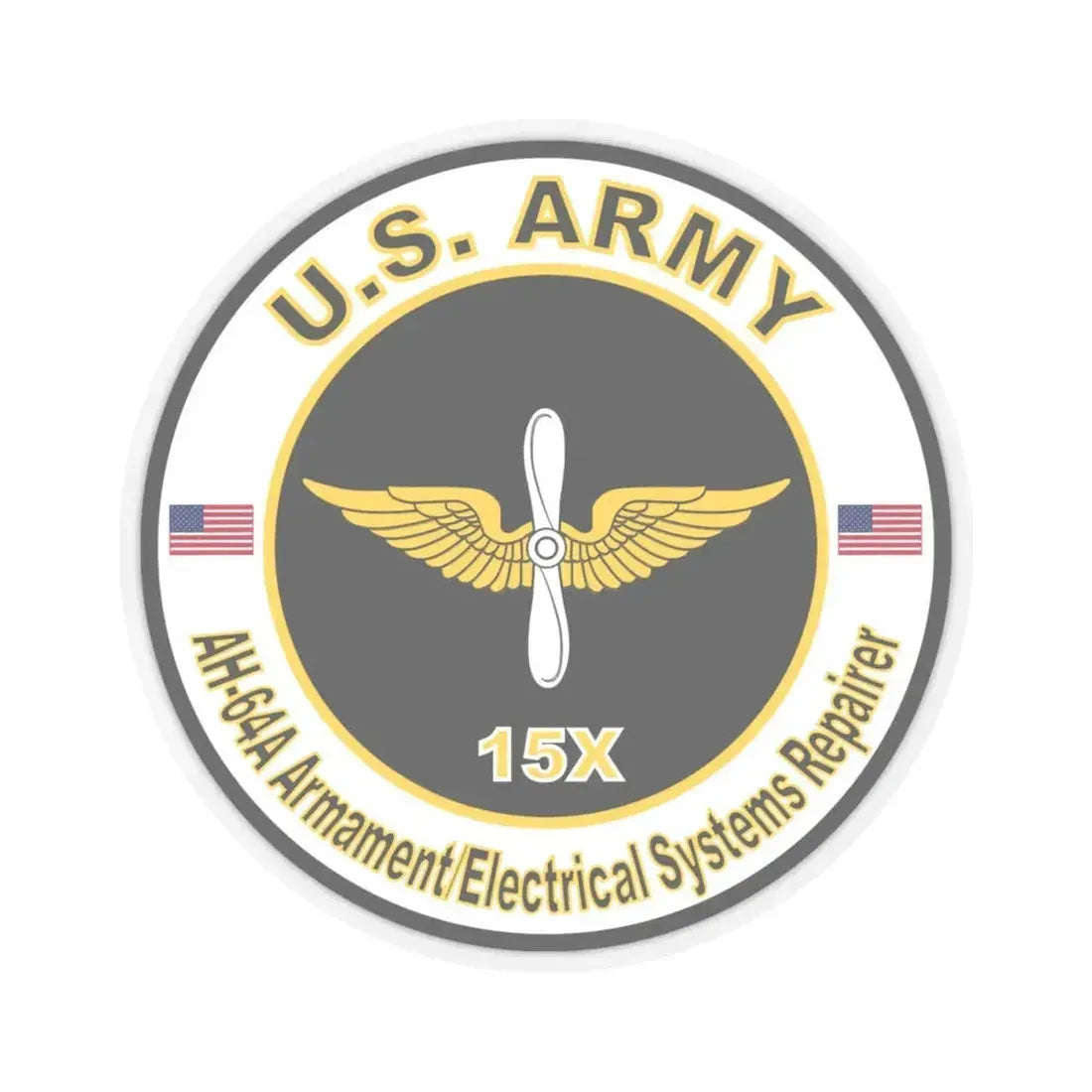 MOS 15X AH-64 Armament Electrical Systems Repairer (U.S. Army) STICKER Vinyl Kiss-Cut Decal 4 Inch Transparent - The Sticker Space