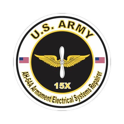 MOS 15X AH-64 Armament Electrical Systems Repairer (U.S. Army) STICKER Vinyl Kiss-Cut Decal 4 Inch White - The Sticker Space