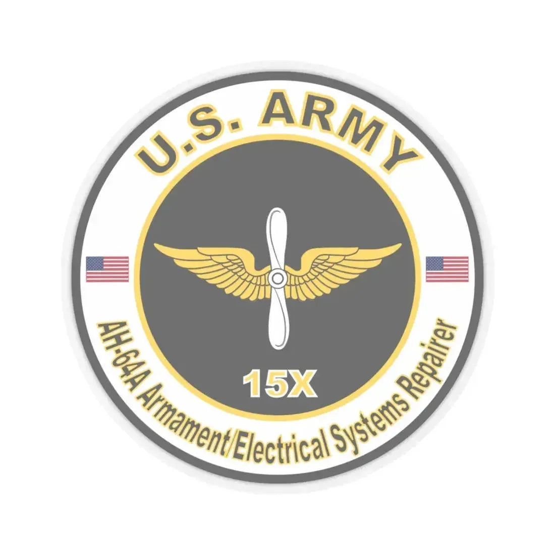 MOS 15X AH-64 Armament Electrical Systems Repairer (U.S. Army) STICKER Vinyl Kiss-Cut Decal 6 Inch Transparent - The Sticker Space