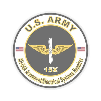 MOS 15X AH-64 Armament Electrical Systems Repairer (U.S. Army) STICKER Vinyl Kiss-Cut Decal 6 Inch Transparent - The Sticker Space