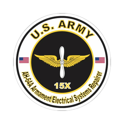 MOS 15X AH-64 Armament Electrical Systems Repairer (U.S. Army) STICKER Vinyl Kiss-Cut Decal 6 Inch White - The Sticker Space