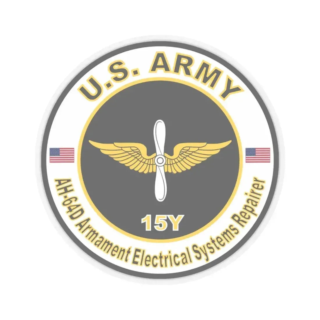 MOS 15Y AH-64-D Armament Electrical Systems Repairer (U.S. Army) STICKER Vinyl Kiss-Cut Decal 4 Inch Transparent - The Sticker Space
