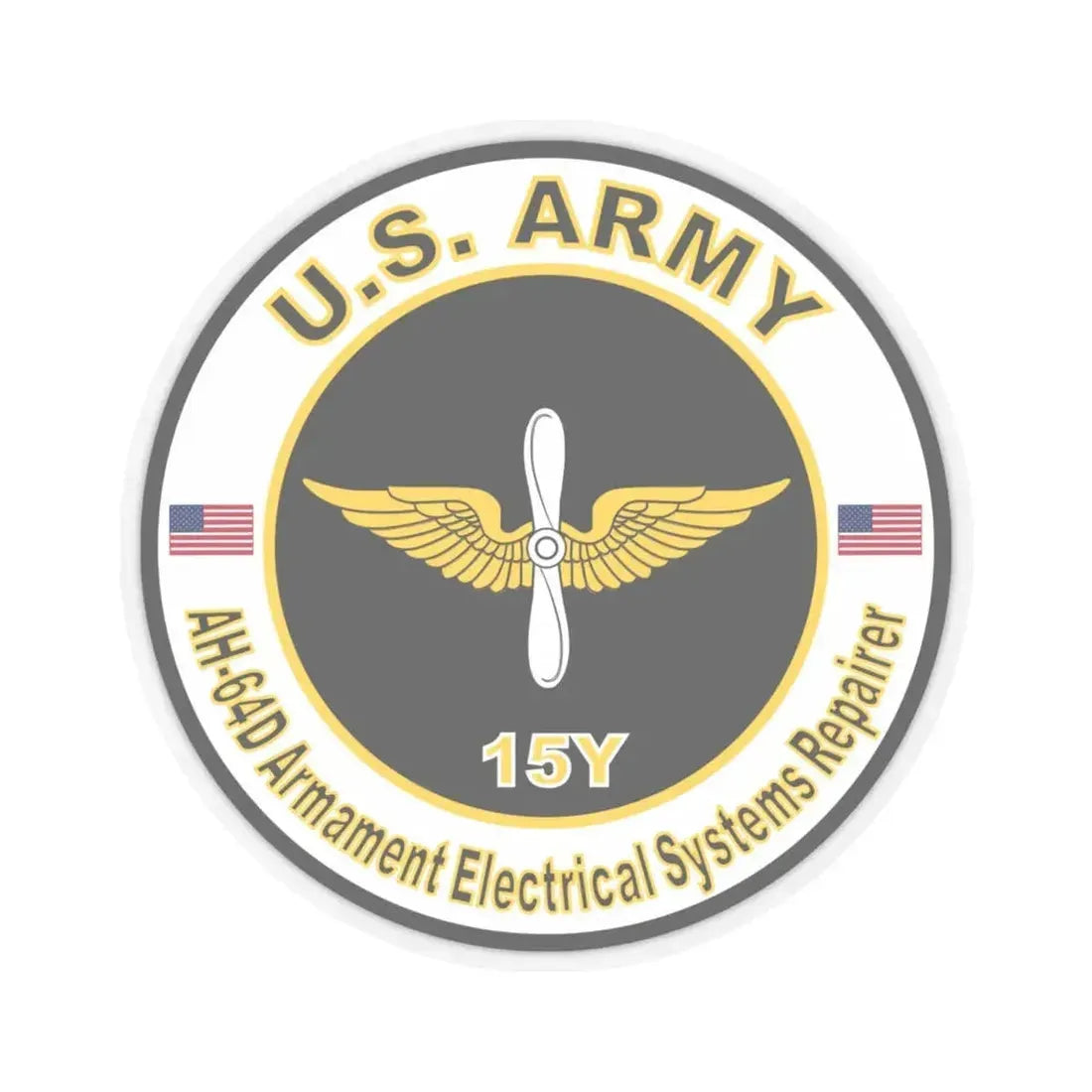 MOS 15Y AH-64-D Armament Electrical Systems Repairer (U.S. Army) STICKER Vinyl Kiss-Cut Decal 6 Inch Transparent - The Sticker Space