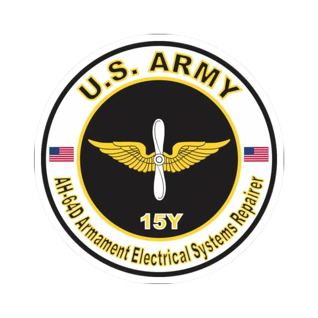 MOS 15Y AH-64-D Armament Electrical Systems Repairer (U.S. Army) STICKER Vinyl Kiss-Cut Decal - The Sticker Space
