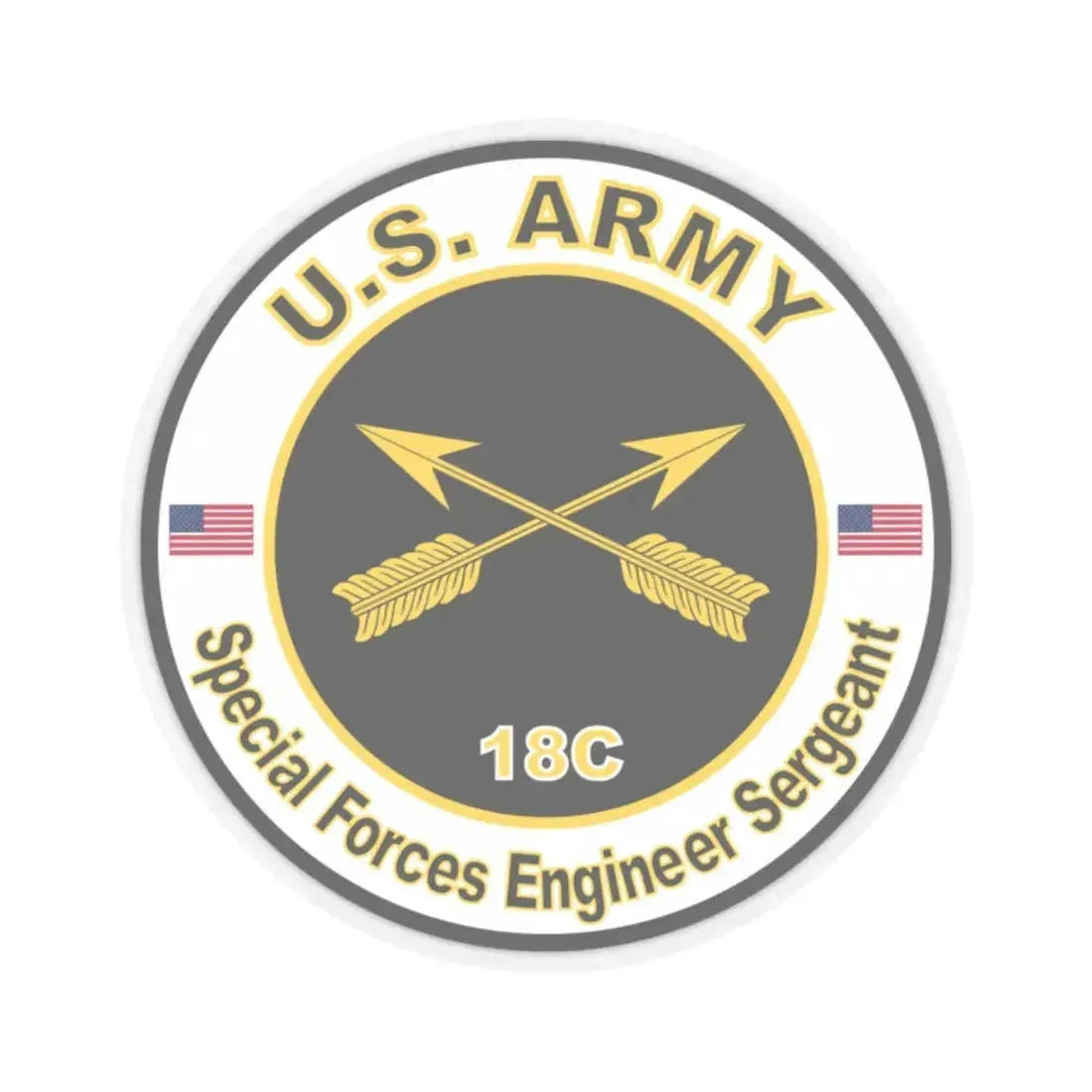 MOS 18C Special Forces Engineer Sergeant (U.S. Army) STICKER Vinyl Kiss-Cut Decal 2 Inch Transparent - The Sticker Space