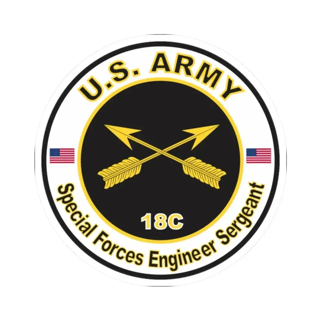 MOS 18C Special Forces Engineer Sergeant (U.S. Army) STICKER Vinyl Kiss-Cut Decal 2 Inch White - The Sticker Space