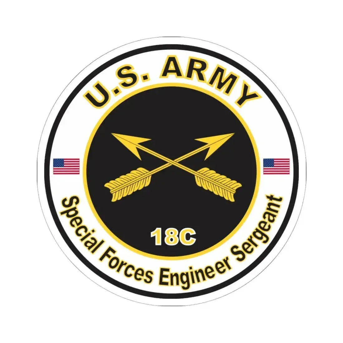 MOS 18C Special Forces Engineer Sergeant (U.S. Army) STICKER Vinyl Kiss-Cut Decal 6 Inch White - The Sticker Space