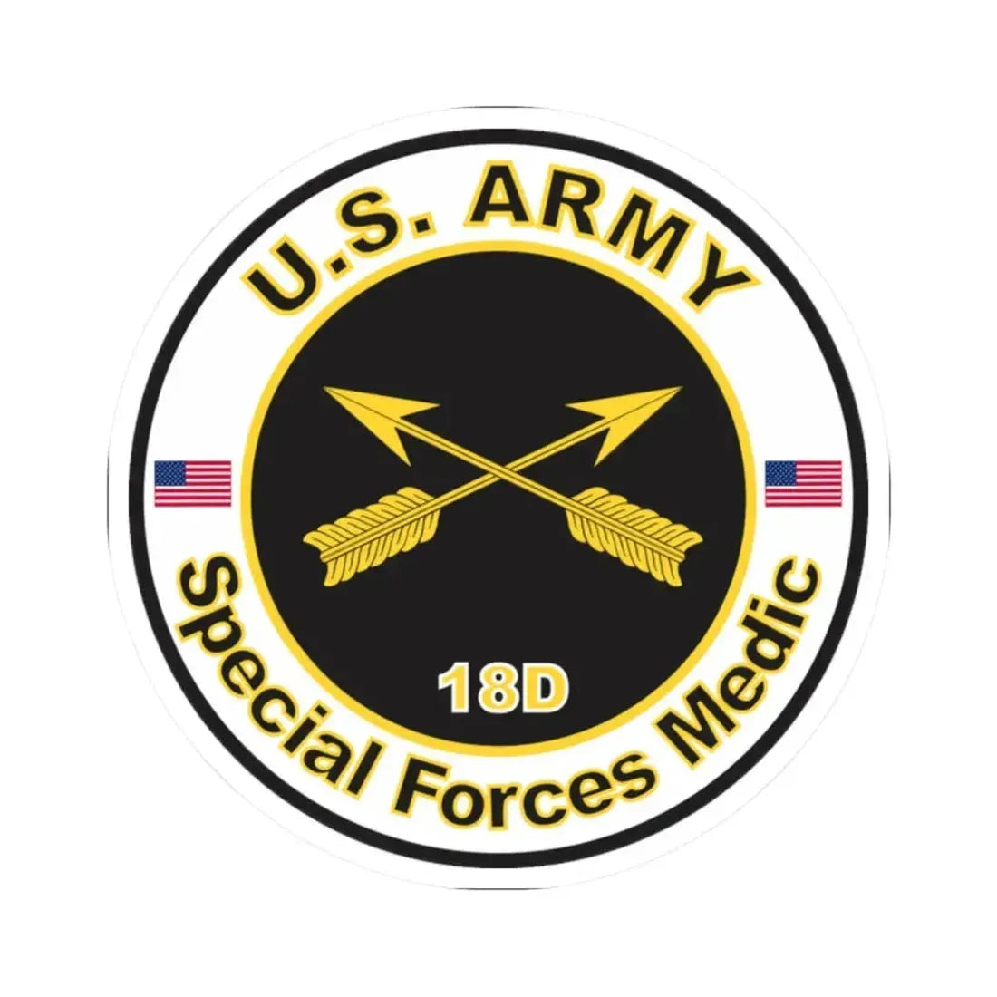 MOS 18D Special Forces Medic (U.S. Army) STICKER Vinyl Kiss-Cut Decal 2 Inch White - The Sticker Space