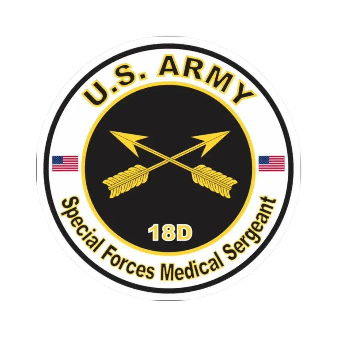 MOS 18D Special Forces Medical Sergeant (U.S. Army) STICKER Vinyl Kiss-Cut Decal 2 Inch White - The Sticker Space