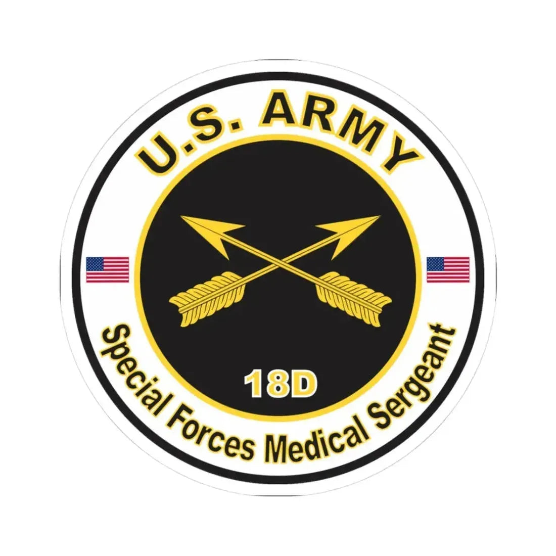 MOS 18D Special Forces Medical Sergeant (U.S. Army) STICKER Vinyl Kiss-Cut Decal 3 Inch White - The Sticker Space