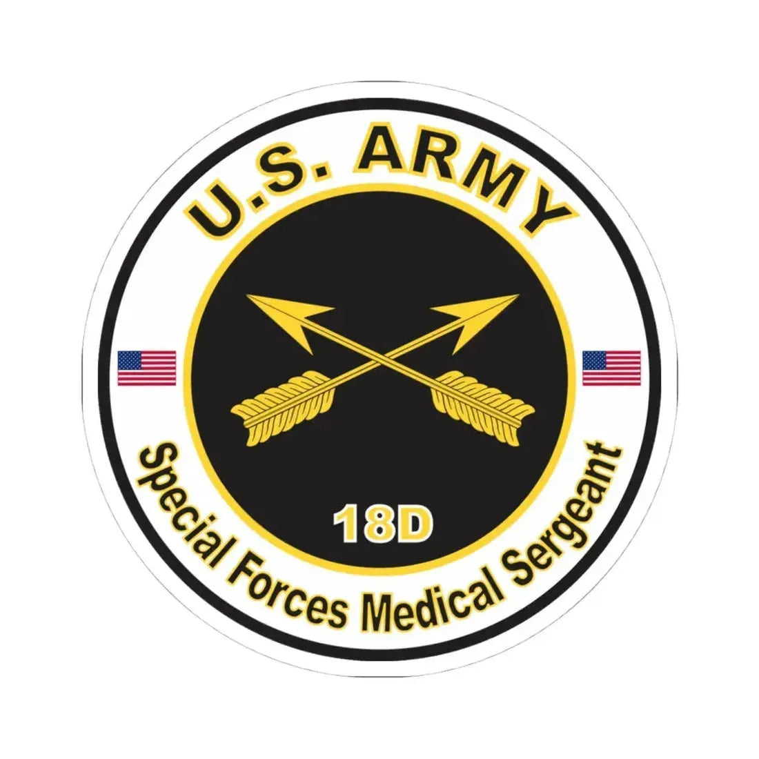 MOS 18D Special Forces Medical Sergeant (U.S. Army) STICKER Vinyl Kiss-Cut Decal 4 Inch White - The Sticker Space