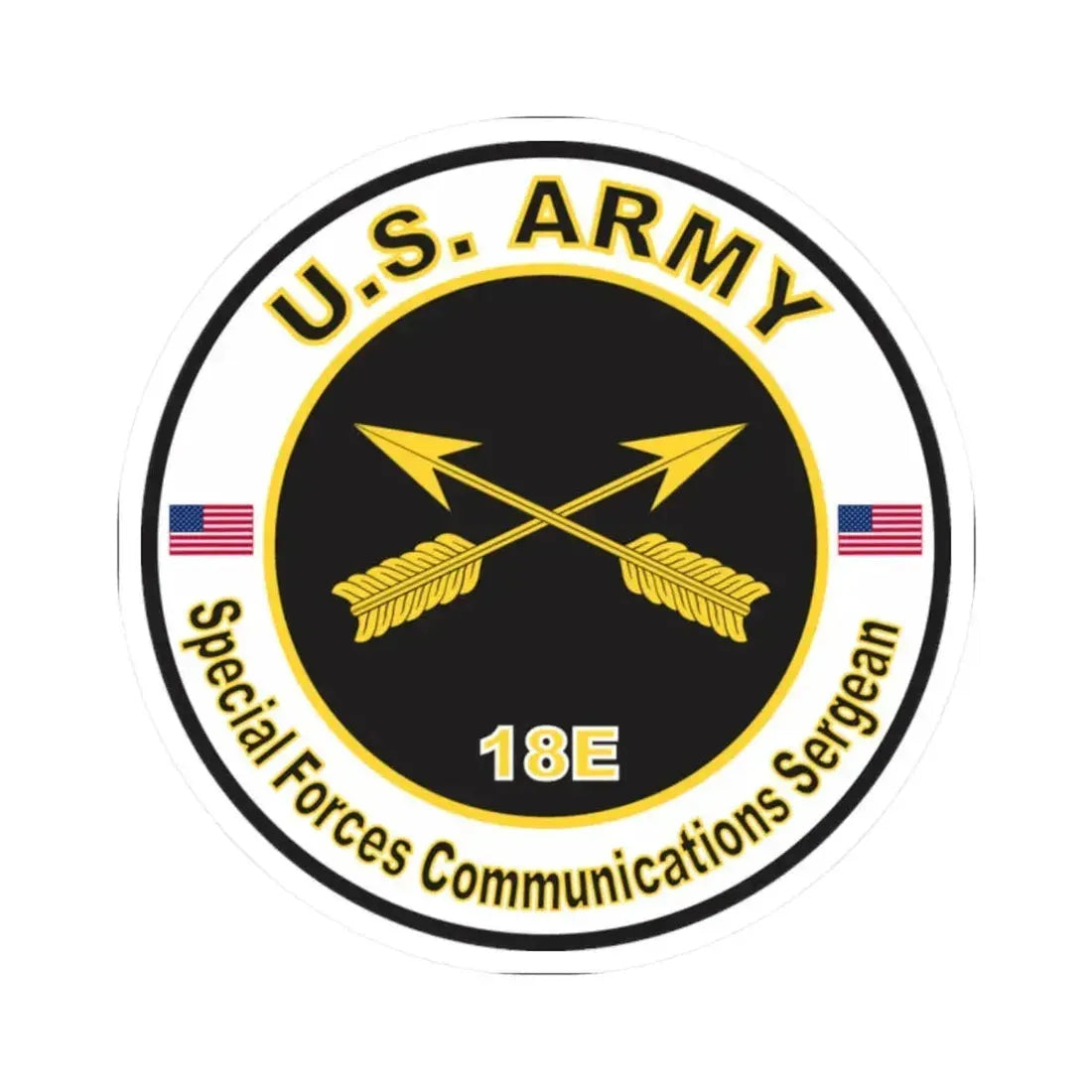 MOS 18E Special Forces Communications Sergeant (U.S. Army) STICKER Vinyl Kiss-Cut Decal 2 Inch White - The Sticker Space