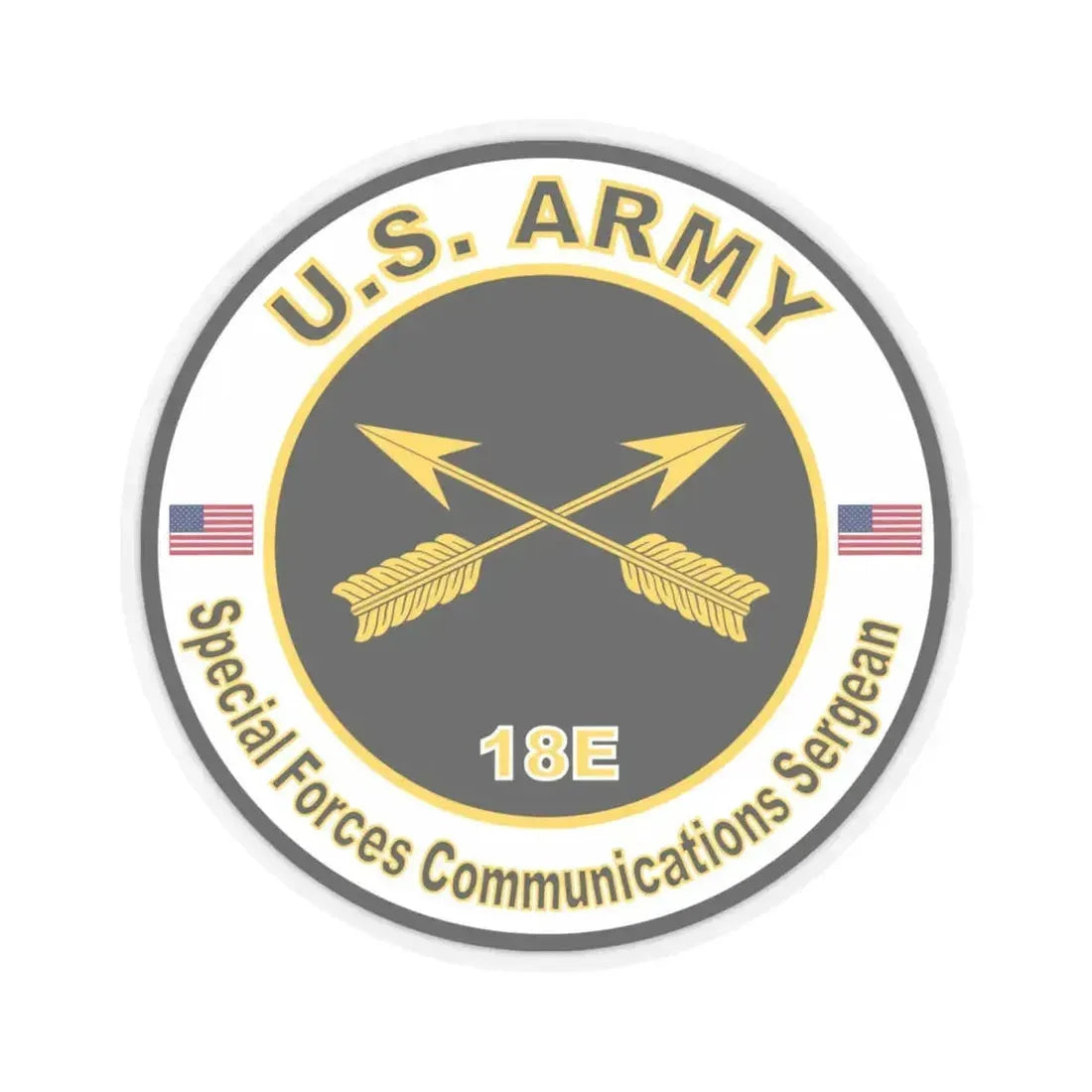 MOS 18E Special Forces Communications Sergeant (U.S. Army) STICKER Vinyl Kiss-Cut Decal 4 Inch Transparent - The Sticker Space