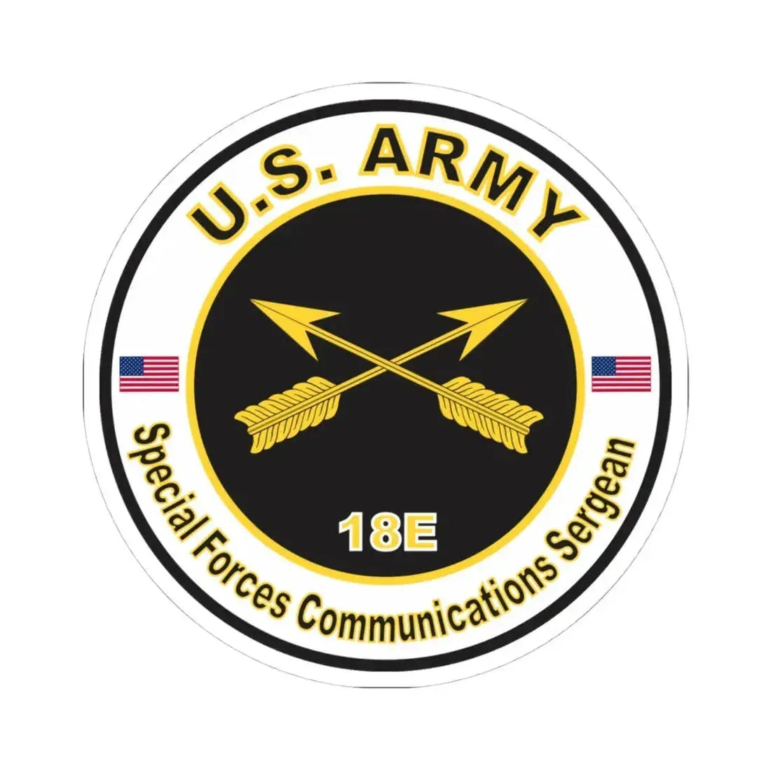 MOS 18E Special Forces Communications Sergeant (U.S. Army) STICKER Vinyl Kiss-Cut Decal 4 Inch White - The Sticker Space