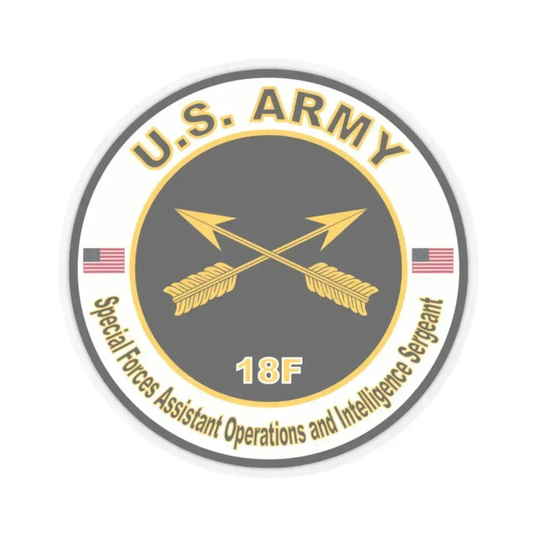 MOS 18F Special Forces Assistant Operations and Intelligence Sergeant (U.S. Army) STICKER Vinyl Kiss-Cut Decal 2 Inch Transparent - The Sticker Space