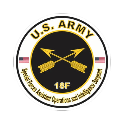 MOS 18F Special Forces Assistant Operations and Intelligence Sergeant (U.S. Army) STICKER Vinyl Kiss-Cut Decal 2 Inch White - The Sticker Space