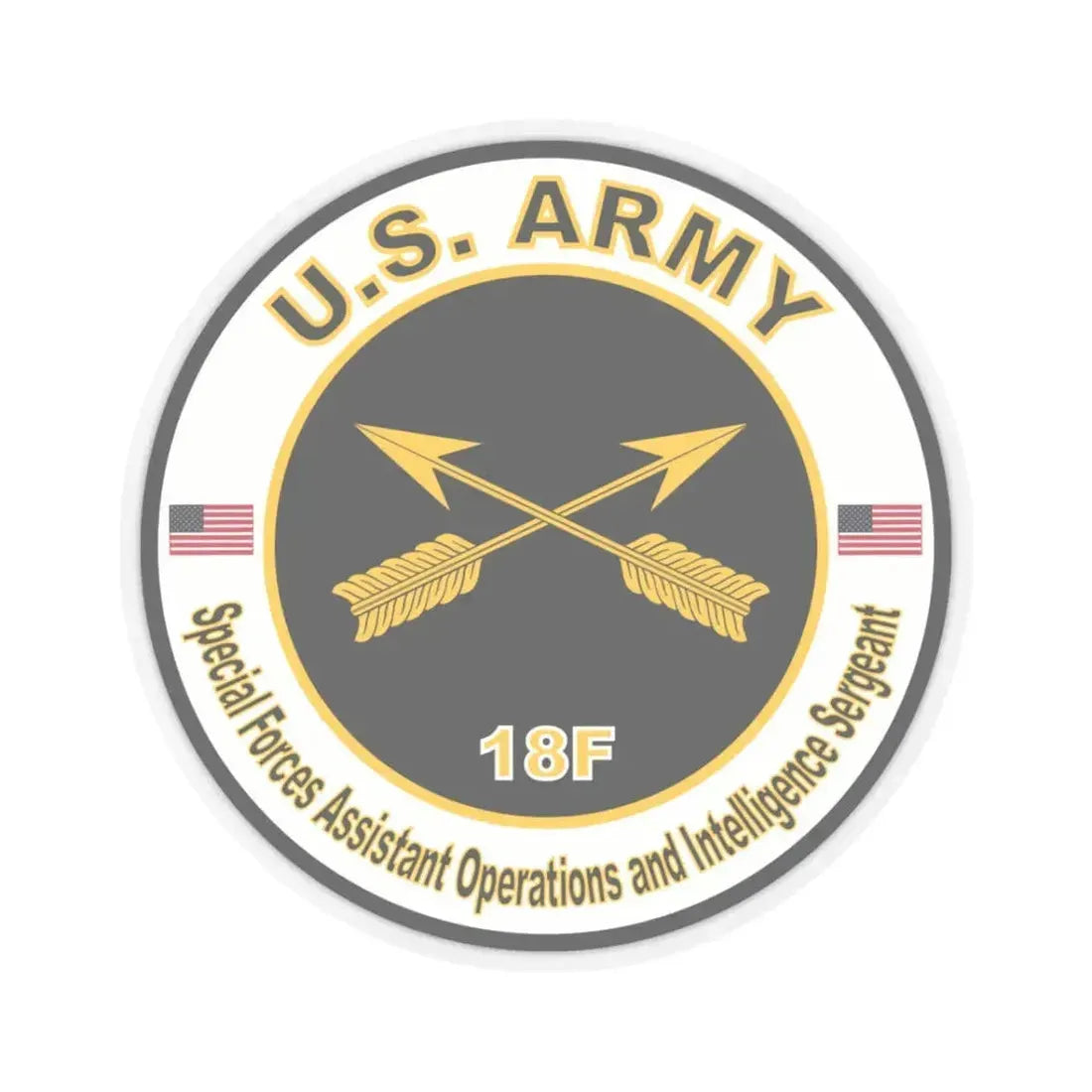 MOS 18F Special Forces Assistant Operations and Intelligence Sergeant (U.S. Army) STICKER Vinyl Kiss-Cut Decal 3 Inch Transparent - The Sticker Space