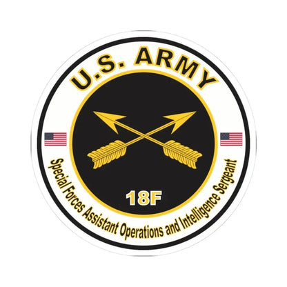 MOS 18F Special Forces Assistant Operations and Intelligence Sergeant (U.S. Army) STICKER Vinyl Kiss-Cut Decal 3 Inch White - The Sticker Space