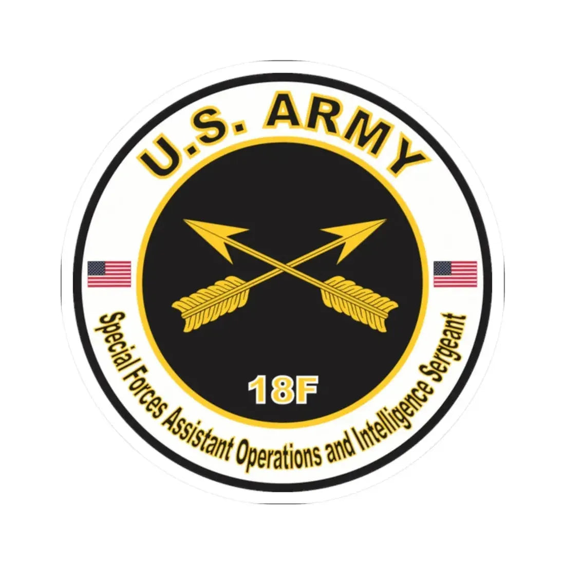 MOS 18F Special Forces Assistant Operations and Intelligence Sergeant (U.S. Army) STICKER Vinyl Kiss-Cut Decal - The Sticker Space