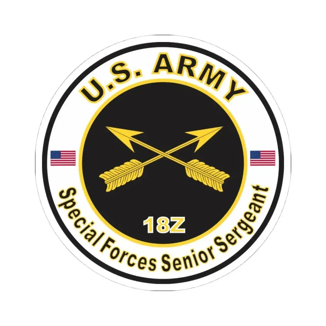 MOS 18Z Special Forces Senior Sergeant (U.S. Army) STICKER Vinyl Kiss-Cut Decal 4 Inch White - The Sticker Space