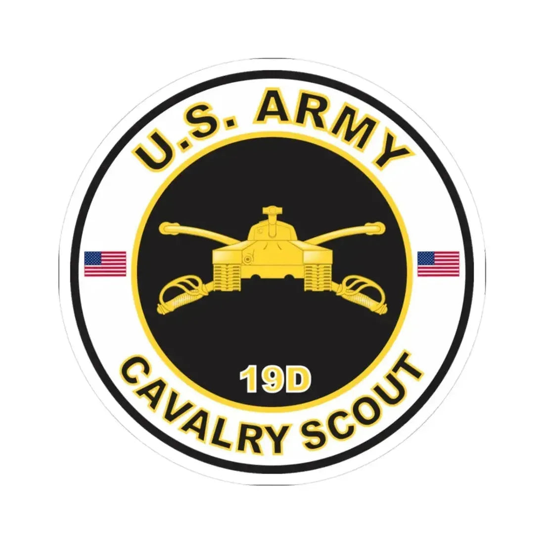 MOS 19D Cavalry Scout (U.S. Army) STICKER Vinyl Kiss-Cut Decal 3 Inch White - The Sticker Space